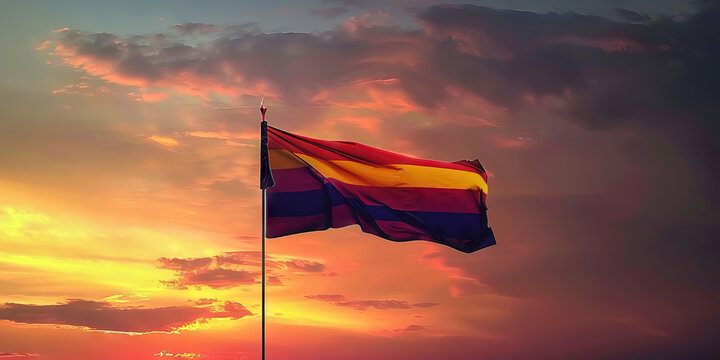 The Red and Yellow: The Flag of Armenia as a Symbol of the Sun and the Nation - Visualize the flag of Armenia with its red and yellow colors, symbolizing the sun and the nation's history