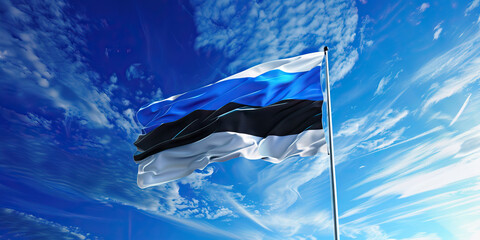The Blue and White: The Flag of Estonia as a Symbol of Freedom and Independence - Imagine the flag of Estonia with its blue and white colors, symbolizing the country's aspiration