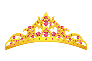 Queen golden crown  icon. Gold princess tiara cartoon illustration © the8monkey
