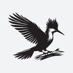 vector silhouette black bird in white background