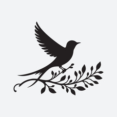 vector silhouette black bird in white background