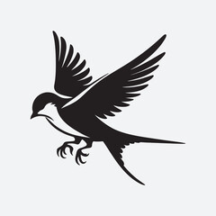 vector silhouette black bird in white background