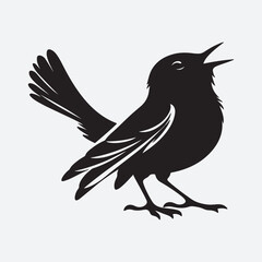 vector silhouette black bird in white background