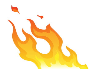 Fire flame icon. Cartoon heat wildfire or bonfire, burn power fiery. Power light energy silhouette. Campfire element in flat style. Isolated  illustration