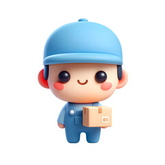 3D Cute Delivery Icon Holding Box