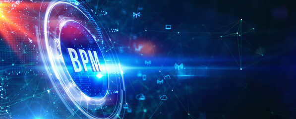 BPM Business process management system technology concept. 3d illustration