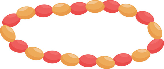 Red and gold beads forming a circle, isolated on a white background, perfect for jewelry or fashion designs