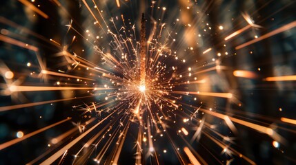 Obraz premium A stunning long exposure shot of sparklers creating a starburst effect, the light radiating outwards in all directions.
