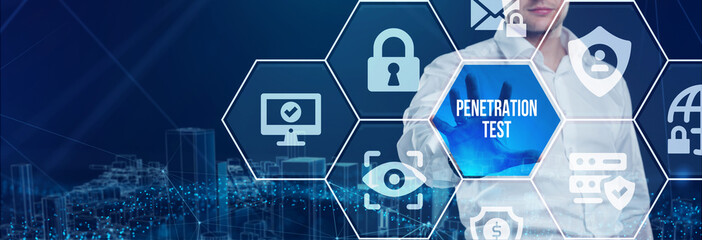 Fototapeta premium PENETRATION TEST inscription, cyber security concept.