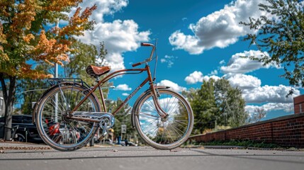 Fototapeta premium A Bicycle Leans Against The Sky