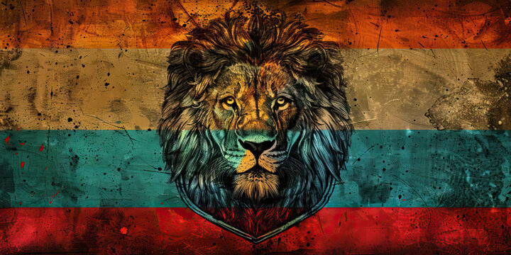 The Lion and Shield: The Flag of Eswatini as a Symbol of Royalty and Protection - Imagine the flag of Eswatini with its lion and shield, symbolizing royalty, protection, and the country's monarchy