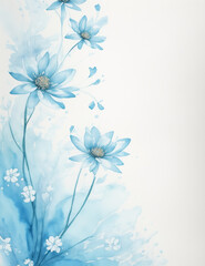 abstract floral background - Light blue flowers background - Generative AI