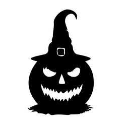 Creepy Halloween Pumpkin Silhouette Vector