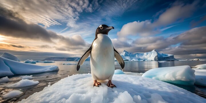 	
Weitwinkel Nahaufnahme - Pinguin in antarktischer Landschaft - Beeindruckende Natur und Tierwelt
