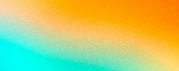 Abstract grainy background banner gradient of vibrant orange white blue and teal