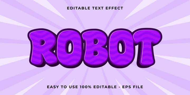 Editable text effect robot 3d Trendy Cartoon template style premium vector