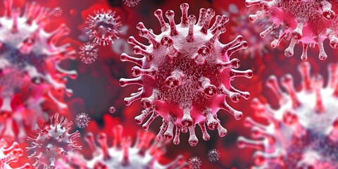 Closeup of flu virus spreading A microscopic view. Concept Microbiology, Infectious Diseases, Viral Transmission, Microscopic Entities, Pathogenic Organisms