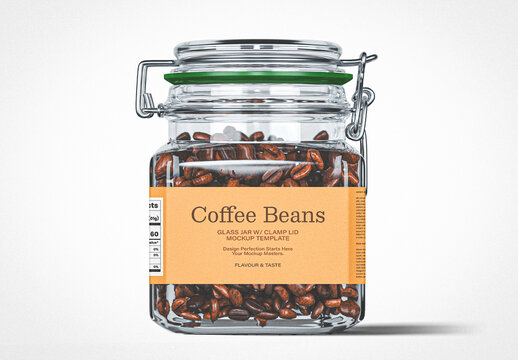 Coffee Beans Glass Jar Mockup