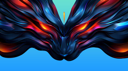 Obraz premium Design de masque de dragon abstrait avec fond bleu dégradé