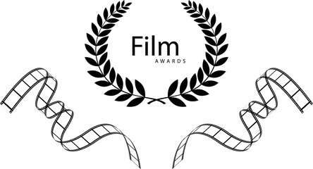 golden laurel wreath on black background. eps10 vector illustration