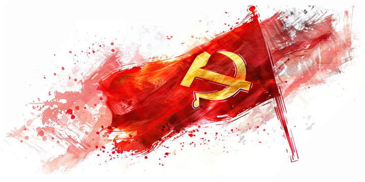 The Hammer and Sickle: The Soviet Union Flag as a Symbol of Communism and Revolution - Imagine the Soviet Union flag with its hammer and sickle, symbolizing communism and the October Revolution