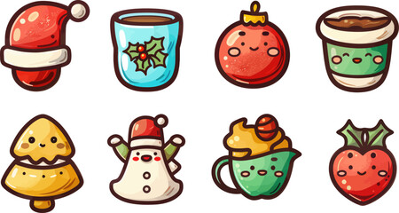 Fototapeta premium Festive Christmas Characters Lineup - A Whimsical Illustration of Holiday Cheer