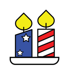American Flag Candles Vector Illustration. Patriotic USA Design for Memorial, Independence Day, or Celebration.Art & Illustration