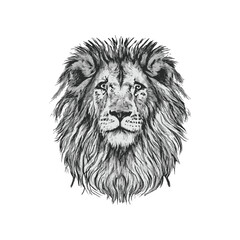 lion head vector silhouette illustration. detailed and vintage textured design