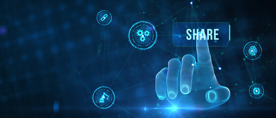 Sharing Concept. Business, Technology, Internet and network concept. 3d illustration