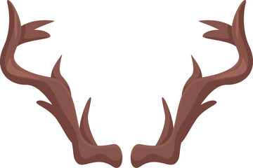 Brown elk antlers forming a symmetrical composition on white background