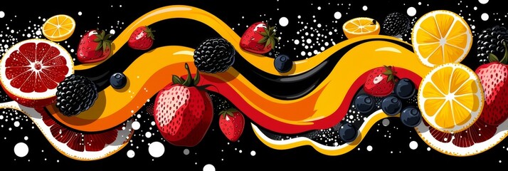 Vibrant Abstract Fruit Background With Sliced Oranges and Berries