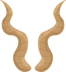 Set of symmetrical horns curving upwards, showcasing the distinctive spiral pattern found on some antelope species