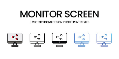Monitor Screen icons vector set stock illustration.