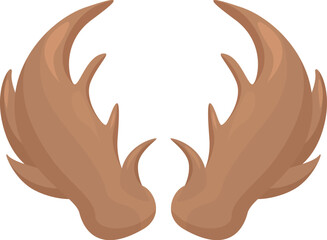 Illustration of a pair of large brown moose antlers with multiple points, perfect for hunting lodge or cabin decoration