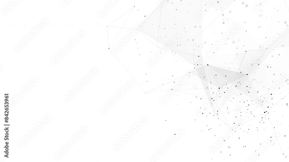 Poster abstract plexus mesh background with chaotically connected points and polygons flying in space. digi