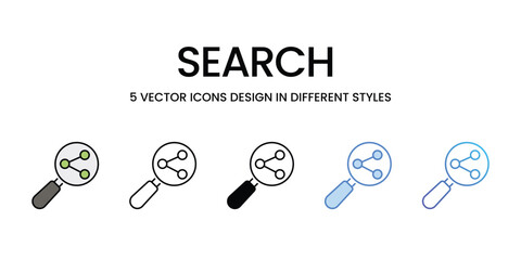 Search icons vector set stock illustration.