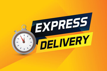 Express delivery word concept vector illustration with stopwatch style for use landing page, template, ui, web, mobile app, poster, banner, flyer, background, gift card, coupon, label

