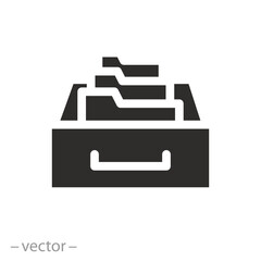 document database organization icon, folder case archive, digital document, flat symbol, vector illustration