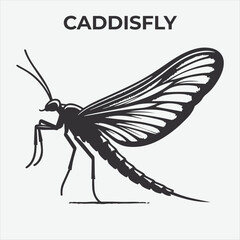 A Distinctive Caddisfly Silhouette for Multi-Format Design Projects. Vector Illustration