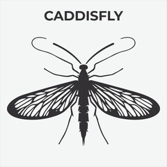 A Distinctive Caddisfly Silhouette for Multi-Format Design Projects. Vector Illustration