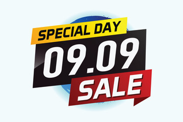 9.9 Special day sale word concept vector illustration with ribbon and 3d style for use landing page, template, ui, web, mobile app, poster, banner, flyer, background, gift card, coupon

