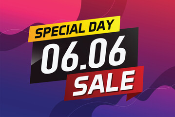 6.6 Special day sale word concept vector illustration with ribbon and 3d style for use landing page, template, ui, web, mobile app, poster, banner, flyer, background, gift card, coupon

