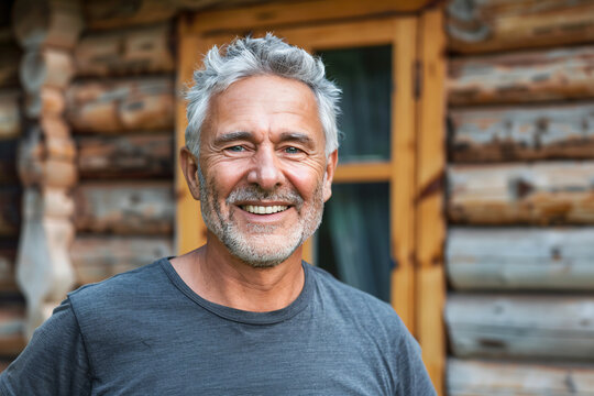a man with a beard and a gray shirt