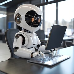 Fototapeta premium an adorable robot sitting on an office chair