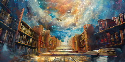 The Cosmic Library: Religions as Books in the Library of Humanity - Imagine different religions as books in a vast library, each containing the wisdom, beliefs, and stories of a unique spiritual tradi