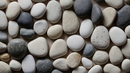 regular pebbles on the beach, beautiful background