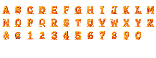 The alphabet is written in orange letters