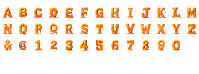 The alphabet is written in orange letters