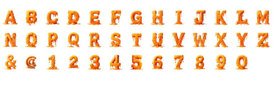 The alphabet is written in orange letters