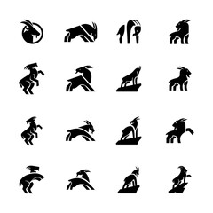 Goat simple black logo icon design illustration template